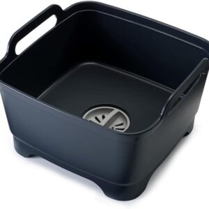 Joseph Joseph Wash & Drain Kitchen Dish Tub Wash Basin with Handles and Draining Plug, 9 liters, Grey
