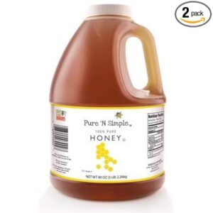 Pure N Simple 100% Pure Honey, 5 lb (80 oz) Bulk Size - 2 Pack