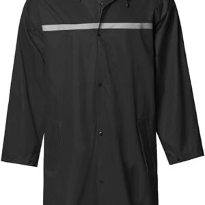 Mens Long Hooded Safety Rain Jacket Waterproof Emergency Raincoat Poncho