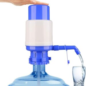 Water Bottles Pump Blue Manual Hand Pressure Drinking Fountain Pressure Press Pump with an Extra Short Tube and Cap Fits Most 5 Gallon Water Dispenser