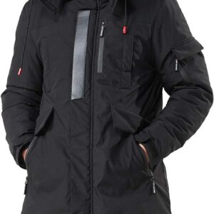WEEN CHARM Men's Warm Parka Jacket Anorak Jacket Winter Coat with Detachable Hood Faux-Fur Trim
