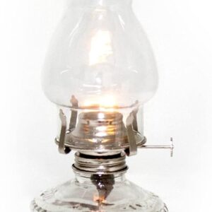 Lehman's Clear Glass Oil Lamp, Nighttime Favorite with #2 Burner and 7/8 inch Wick for Accent Lighting or Centerpiece Table Decor
