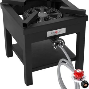 GasOne 275,000 BTU Propane Burner Cooker With Regulator with Steel Braided Hose For Outdoor Cooking, Turkey Fry