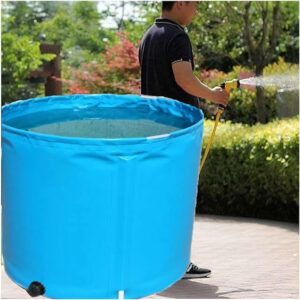 Collapsible Portable Rain Barrel | Large Capacity Rain Water Collector | high Density PVC Provides Weather and UV Resistance | for Garden Water Transfer Irrigation,Blue,400L/80X80CM