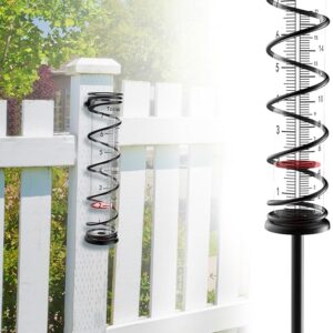 7" Capacity Rain Gauge Outdoor,Hanging or Ground Stake,Detachable Rain Gauge Tube with Metal Stake,Matte Black(RM-BS7-001)