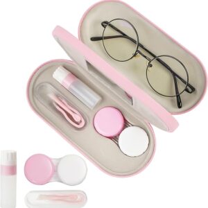 cauyuan Eyeglass Case,Double Sided Portable Contact Lens Case,2 in 1 Portable Contact Multifunction,Durable Lens Case