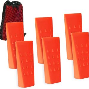 AR-PRO 6 Pack Tree Felling Wedges with Spikes for Safe Tree Cutting – 5.5” Wedges with Storage Bag; 6 Felling Dogs to Guide Trees Stabilize and Safely to Ground for Loggers and Fallers
