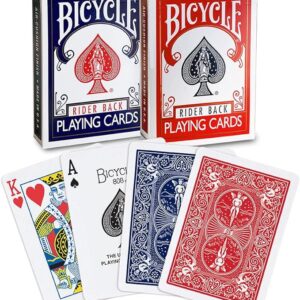 Bicycle Rider Back Playing Cards, Standard Index, Poker Cards, Premium Playing Cards, Red & Blue, 2 Count (Pack of 1)