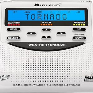 Midland - WR120B - NOAA Emergency Weather Alert Radio - S.A.M.E. Localized Programming, Trilingual Display, 60+ Emergency Alerts, & Alarm Clock (WR120B - Box Packaging)