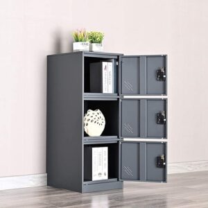 MECOLOR FURNITURE Digital Lock Metal Locker Organizer with Padlock and Shelf Small Size for Gym (P3V, Dark Grey)