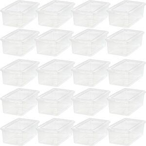 IRIS USA 5.9 Quarts Plastic Storage Container Bin with Latching Lid, 20 Pack, Nestable Box Tote Closet Game Organization Teacher Tools Art Supplies Shoe Shoebox Stackable