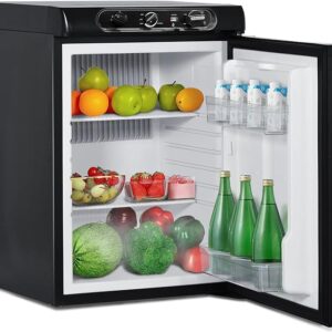 Smad Propane Fridge, 3 Way Propane Refrigerator for RV, Gas/110V/12V Refrierator for Outdoor Camper,1.4 Cu.ft, Black