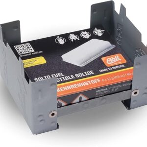 Esbit Ultralight Folding Pocket Stove with Six 14g Solid Fuel Tablets steel, Small - Original