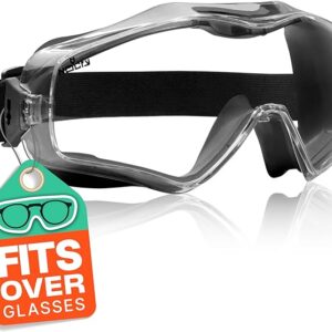 NoCry Safety Goggles Over Glasses with Extreme Impact Resistance - Anti-Scratch Eye Protection Goggles - Vented, Dust Goggles that Fit Over Glasses - ANSI Z87.1 Safety Goggles for Chemistry Lab