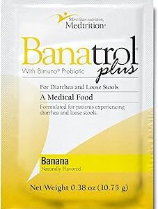 Medtrition Banatrol Natural Anti-Diarrheal with Prebiotics, Relief for IBS, Recurring Diarrhea, Clinically Supported Medical Food, Non-Constipating, 21 Servings (Banana)