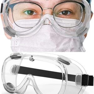 WOOLIKE Safety Goggles Medical Goggles Fit Over Eyeglasses Anti-Fog Safety Glasses Clear Lab Goggles chemistry Protective Eyewear ANSI Z87.1