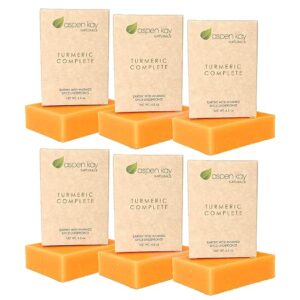Turmeric Soap Bar (6 Pack) for Body & Face Made with Natural and Organic Ingredients. Gentle Soap – For All Skin Types – Made in USA 4.5oz per Bar