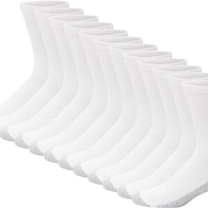 Hanes Men's Double Tough Crew Socks, 12-Pair Pack