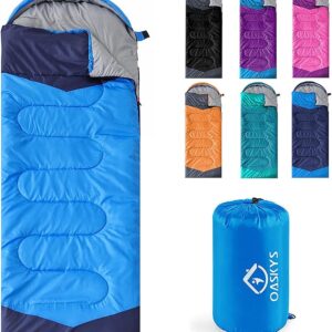 oaskys Camping Sleeping Bag - 3 Season Warm & Cool Weather - Summer Spring Fall Lightweight Waterproof for Adults Kids - Camping Gear Equipment, Traveling, and Outdoors