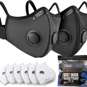 BASE CAMP Trendy Silver M Plus Dust Mask, Breathable Comfortable Reusable Respirator Mask with 6 Activated Carbon Filters