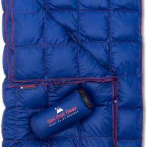 Down Camping Blanket - Puffy, Packable, Lightweight and Warm | Ideal for Outdoors, Travel, Stadium, Festivals, Beach, Hammock | 650 Fill Power Water-Resistant Backpacking Quilt