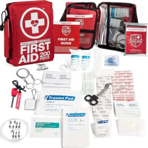Swiss Safe 200-Piece Professional First Aid Kit for Home, Car or Work : Plus Emergency Medical Supplies for Camping, Hunting, Outdoor Hiking Survival, Includes Adhesive Tape