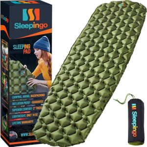 Sleepingo Large Sleeping Pad for Camping - Ultralight Sleeping/Camping Mat for Backpacking - Camping Pad - Lightweight, Inflatable & Compact Camping Air Mattress - Backpacking Sleeping Pad - Sleep Pad