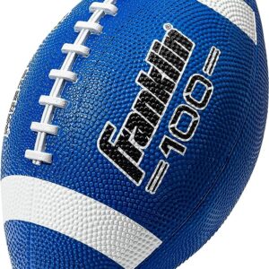 Franklin Sports Kids Junior Football - Grip-Rite 100 Youth Junior Size Rubber Footballs - Peewee Kids Durable Outdoor Rubber Footballs - Single + 6 Bulk Packs with Inflation Pump
