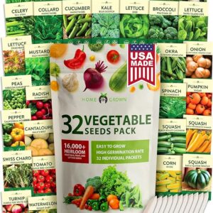 32 Heirloom Vegetable and Fruit Seeds for Planting - 16,000+ Seeds | Non-GMO Survival Seed Vault | High Germination | 32 Varieties of Vegetable Seeds for Your Home Survival Garden