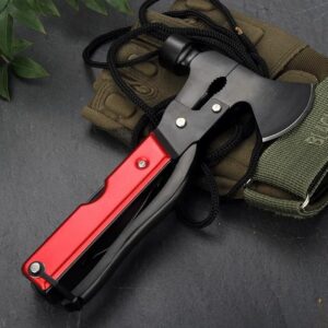 Camping Gear Multitool, 16 in 1 Multi Tool Axe Hatchet Survival Gear Multitool with Hammer Pliers Saw Bottle Can Opener Screwdriver Christmas Mens Gifts for Dad Husband Boyfriend (Camping Axe tool)