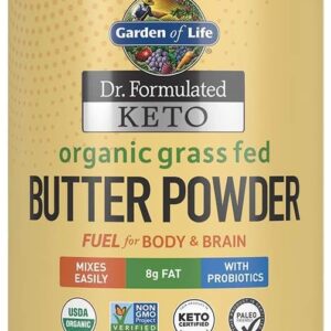 Garden of Life Dr. Formulated Keto Organic Grass Fed Butter Powder, 8g Fat MCTs and CLA Plus Probiotics - Non-GMO, Gluten Free, Keto & Paleo - for Coffee, Baking, Cooking & Shakes - 30 Servings