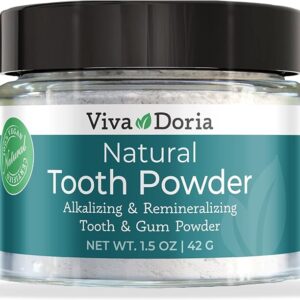Viva Doria Natural Tooth Powder | Remineralizing Tooth Powder | Natural Teeth Whitening Powder | Toothpaste Power | Breath Freshener | Refreshing Mint Flavor | 1.5 Oz Glass Jar