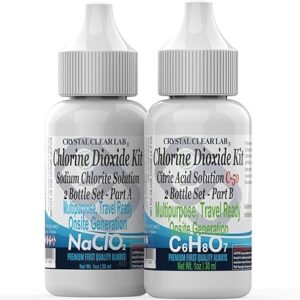 Crystal Clear Lab Chlorine Dioxide - 2 Oz Citric Acid Solution in Distilled Water (2 Bottles)