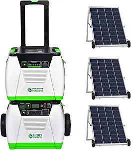 Nature's Generator Platinum System 1800W Solar & Wind Powered Pure Sine Wave Off-Grid Generator + 1200Wh Power Pod (1920Wh total) + 3 of 100W Solar Panels w/Infinite Expandability, Gasless, Fumeless