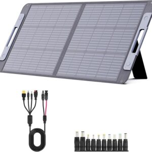 100W Solar Panel Portable for Power Station, ETFE 20V Monocrystalline Foldable Solar Panel with 23.5% High Efficiency 4 in 1 MC-4 Cable, IP67 Waterproof Solar Charger for Camping Van RV Trip