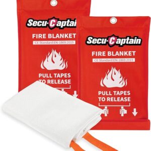 Emergency Fire Blanket for Home and Kitchen - 2 Pack 40"x40" Flame Suppression Fiberglass Fire Blankets for House Camping Car Office Warehouse Emergency Survival Safety