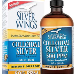 Natural Path Silver Wings Colloidal Silver 500ppm (2,500mcg) Immune Support Supplement 16 fl. oz.