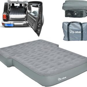 SUV Air Mattress, Ultra-Thick Material Extra-High Car Air Mattress, SUV Mattress for Toyota 4runner, Jeep Wrangler Air Mattress, Car Mattress w/Built-in Pump Inflatable Car Air Mattress Grey