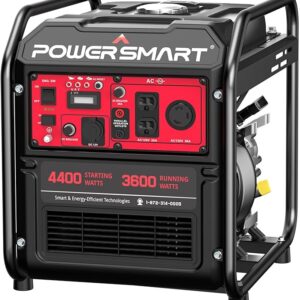 PowerSmart 4400 Watt Home Backup Portable Open Frame Generator with Inverter Technology, RV Ready 30A Outlet,Gas Powered, Lightweight for Home Backup Use & Camping EPA Compliant