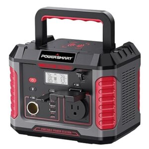 PowerSmart 500-Watt (Peak 1000W) Portable Power Station - 288Wh Battery Pack with 1 AC Outlet, 60W USB-C PD Output, Fast Charge, Solar Generator for Emergency, Camping, RV, Home Backup Power