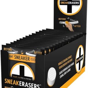 SneakERASERS Instant Sneaker Cleaner Sponge, Effective Shoe Cleaning for White Sneakers, Tennis Shoes - Pre-Moistened, Portable Shoe Cleaner, Perfect for Smooth Soles and Midsoles,14 Pack