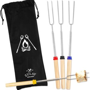 Zulay Sturdy Marshmallow Sticks for Fire Pit Extra Long - Great Smores Sticks Smores Kit for Fire Pit - Marshmallow Roasting Skewers - Hot Dog Fork Bonfire Glamping Camping Accessory 32" Value 4 Pack