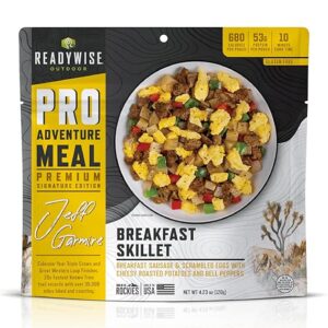 READYWISE - Outdoor Pro Adventure Meal, Breakfast Skillet, 2 Servings, 1 Pouch, 680 Calories, 53 Grams Protein, MRE, Gluten-Free, Premium, Freeze Dried Food for, Camping, Hiking, and Backpacking