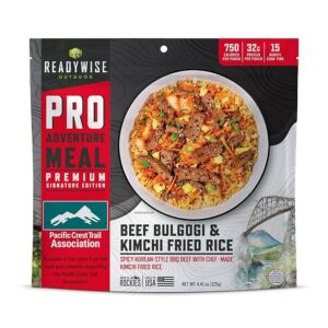 ReadyWise Outdoor Pro Adventure Meal Beef Bulgogi and Kimchi Fried Rice, Premium Freeze-Dried Food for Camping, Hiking, and Backpacking, 750 Calories, 32 Grams of Protein, 2 Servings, 1 Pouch