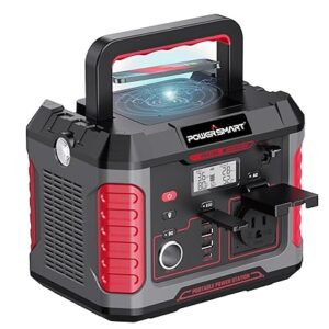 PowerSmart Portable Power Station 500W, 228Wh Solar Generator with 60W USB-C PD Output, 2 AC Outlets, Wireless Charging and Waterproof Cover for Outdoors Camping