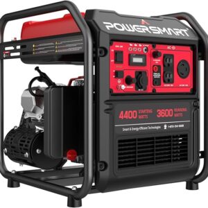 PowerSmart 4400W Open Frame Inverter Generator with RV Ready 30-Amp Outlet, High Efficiency 223cc Gas Powered 4-Stroke Engine, EPA Compliant