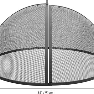 YITAHOME Heavy-Duty Fire Pit Spark Screen with Handle and Poker, Easy-Opening Metal Fire Pit Cover for 36-Inch Round Outdoor Fire Pits