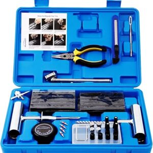 Tire Repair Kit - 68pcs Heavy Duty Tire Plug Kit, Universal Tire Repair Tools to Fix Punctures and Plug Flats Patch Kit for car Motorcycle, Truck, ARB，ATV, Tractor, RV, SUV, Trailer