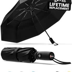 Repel Umbrella Windproof Travel Umbrellas for Rain - Easy Auto Open Close, Durable & Compact Umbrella, Strong Fiberglass Frame, Waterproof Canopy - Backpack, Purse, Portable Umbrella for Travel