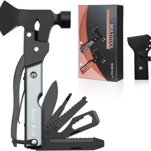 Multitool Camping Accessories Gifts for Men Dad, 18 in 1 Survival Compact Hatchet Multi Tools with Knife Axe Hammer Saw Screwdrivers Pliers Bottle Opener for Hunting Hiking Fishing